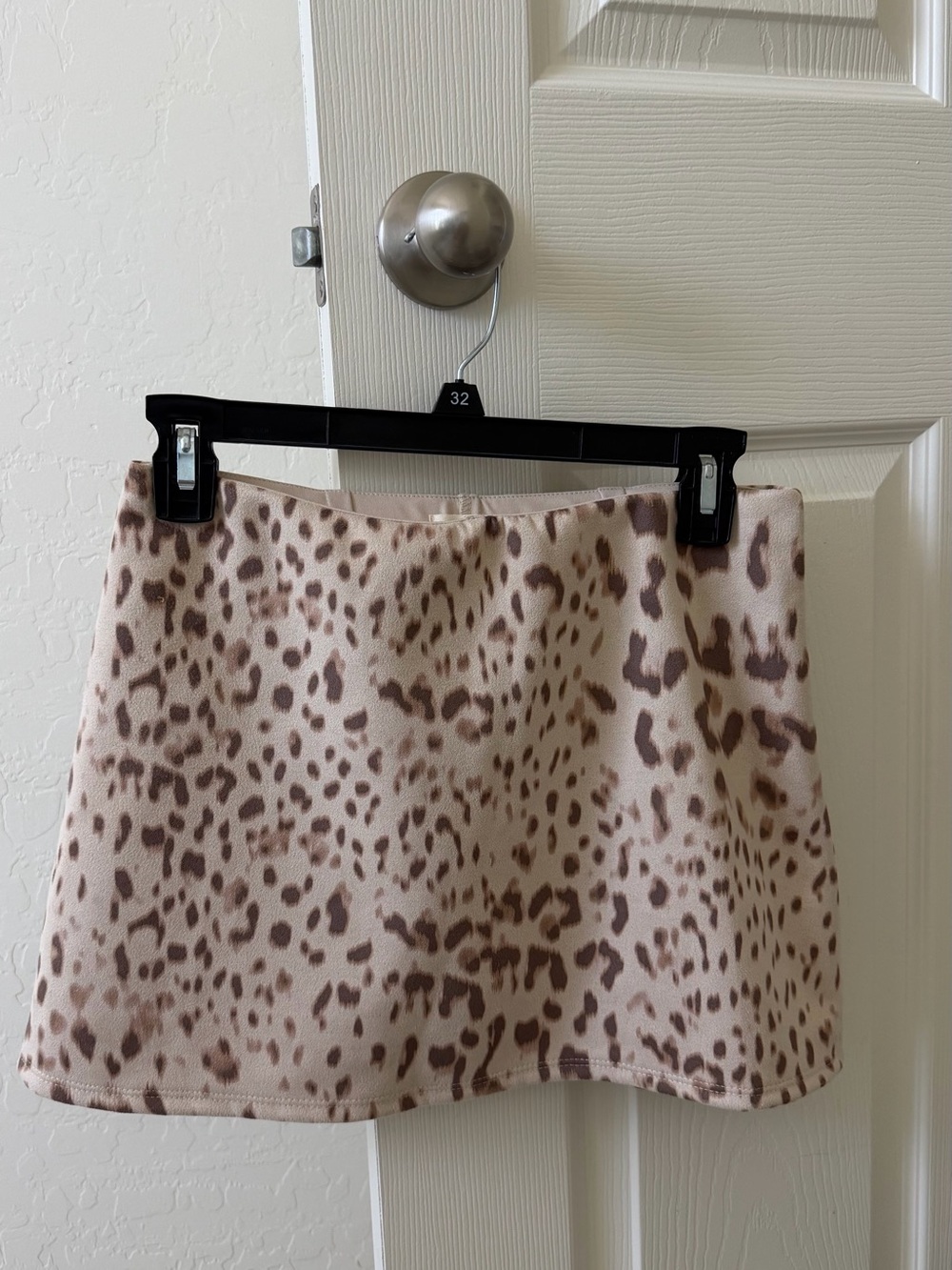 Women's Cream & Brown Leopard Print Mini Skirt